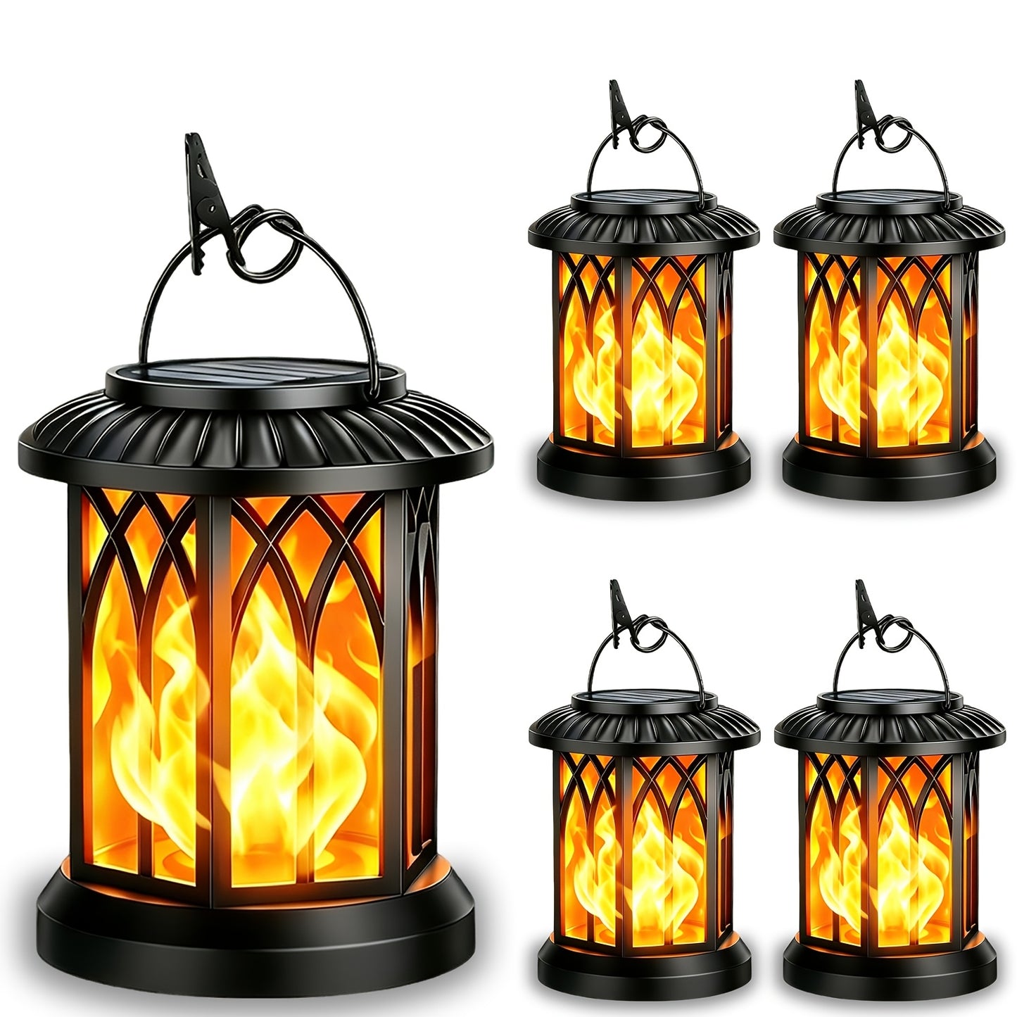 2/4Pack Solar Lantern Outdoor Lights, Christmas Light, Upgraded Flickering Flame Solar Lanterns Lights Outdoor IPX5 Waterproof, Hanging Outdoor Solar Lanterns Lights, Auto On/Off Up to 12Hrs Lanterns for Yard Garden Decor