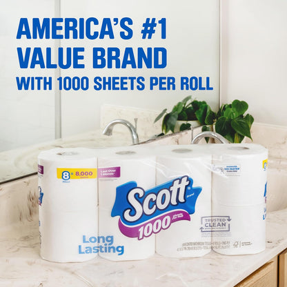 Scott 1000 Sheets Per Roll Toilet Paper, Bath Tissue, 16 Rolls (Pack of 1)