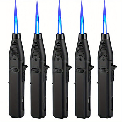 Windproof Torch Lighter 5 Pack Outdoor Butane Gas Lighter Set 1300 1800 Degree Blue Flame Safety Lock Gift Box Camping BBQ Candle Fireplace Butane Not Included