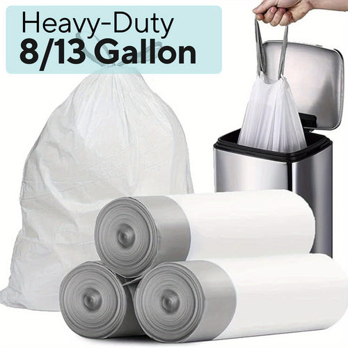 100-Pack Heavy Duty 13 Gal Drawstring Trash Bags - 1mil Leak-Proof Commercial-Grade Garbage Liners for Restaurants, Offices & High-Traffic Areas - Extra Thick Tear-Resistant Design