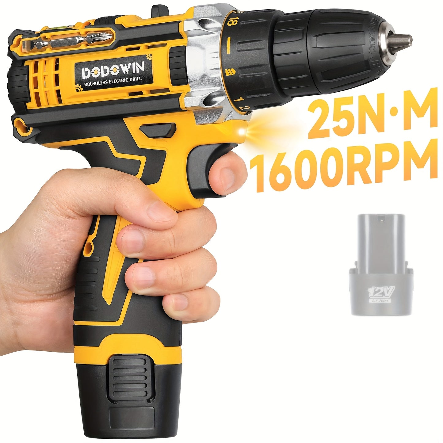 Accessories Sold Separately Cordless Impact Drill Set, 12V/21V Electric Drill Kit, 45Nm Power, 2-Speed, Keyless Chuck, LED Light, With 1/2 Battery & Charger Included, 24pcs Accessories, Ideal For Home Repair