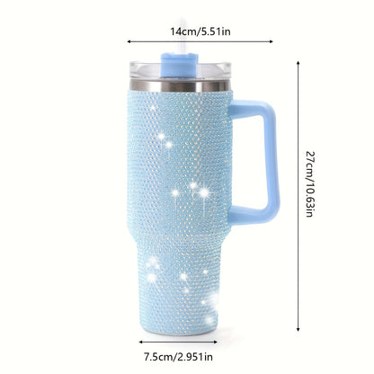 40oz Rhinestone Stainless Steel Insulated Tumbler - Premium Travel Mug for Hot And Cold Drinks - Durable, Reusable, Hand Wash Only, No Electricity Needed, Multipurpose, And Sparkling Diamond Flag Series Design, Birthday Christmas Gifts