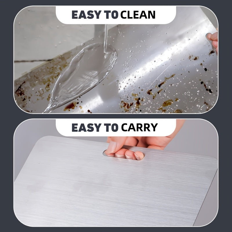 3pcs Premium Stainless Steel Chopping Cutting Board Set- Durable, Dual-Sided Metal Cutting Boards for Kitchen, Easy to Clean, Non-Stick Cutting Board, Space-Saving, Rust-Resistant, BPA-Free, Safe And Portable for Meat, Fruit, Vegetables