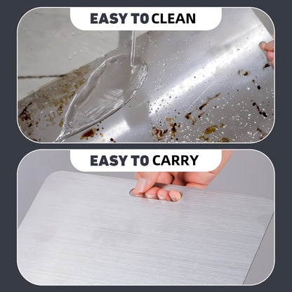 3pcs Premium Stainless Steel Chopping Cutting Board Set- Durable, Dual-Sided Metal Cutting Boards for Kitchen, Easy to Clean, Non-Stick Cutting Board, Space-Saving, Rust-Resistant, BPA-Free, Safe And Portable for Meat, Fruit, Vegetables
