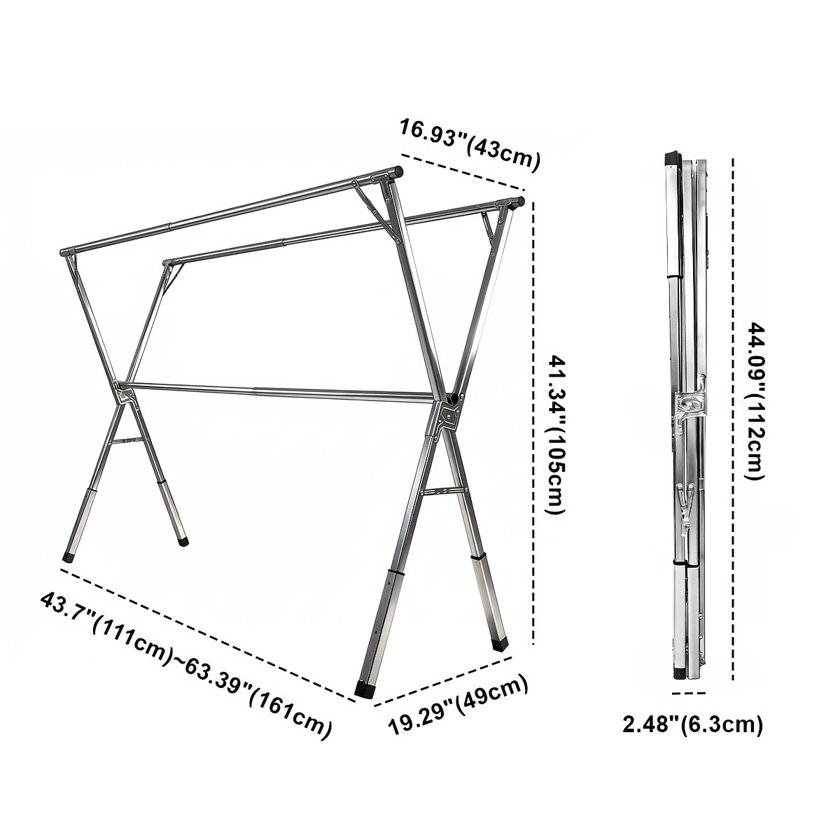 Foldable Clothes Drying Rack Outdoor Indoor, Drying Rack Clothing Collapsible, Adjustable Laundry Drying Rack, Heavy Duty Stainless Steel Clothesline, for Clothes, Blankets And Bedding, Drying Racks