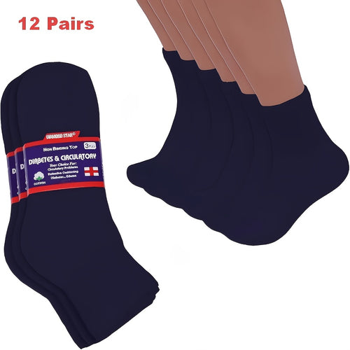 12 Pairs Diabetic Low Cut Socks Non Binding Cushioned Seamless
