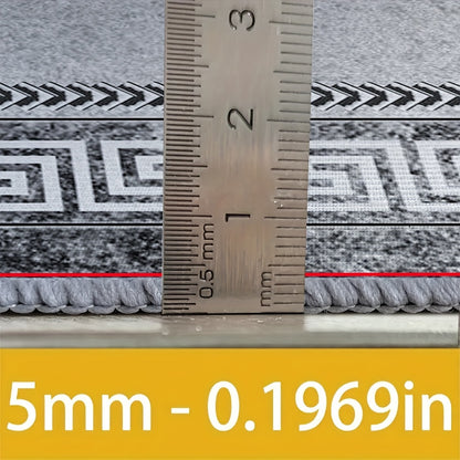 Luxury Crystal Velvet Rug - Heavy Duty 850gsm Bohemian Floral & Persian Pattern with Non-Slip Backing, Machine Washable 100% Polyester, for Living Room, Bedroom, Entryway - Grey & Black Marble Effect | Bohemian Style Rug for High Traffic Areas.