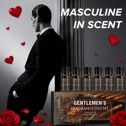 Hopekey Men'S Essential Oil Set Of 6, 0.34oz Each. Exude A Mature And Stable Charm Anytime. Can Be Used In Humidifiers, On Skin, As Massage Oil, Of Essential Oils, Built-in Oil For Diffusers, Valentine'S Day Gift.