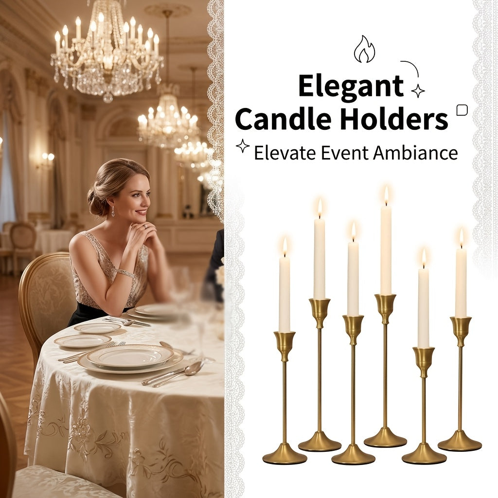 30pcs/48pcs Copper Plated Candlestick Holders, Retro Style Minimalist Dining Tables Center Decoration, Suitable for Celebrations, Birthdays, Weddings And Christmas, Parties, Dining Tables, Fireplace Decoration Candle Holders