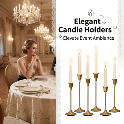 30pcs/48pcs Copper Plated Candlestick Holders, Retro Style Minimalist Dining Tables Center Decoration, Suitable for Celebrations, Birthdays, Weddings And Christmas, Parties, Dining Tables, Fireplace Decoration Candle Holders