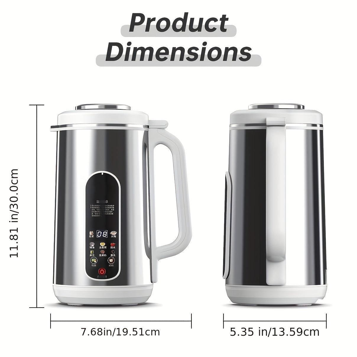 40.58Oz Stainless Steel Soybean Milk Machine, Multi-Function Nut Milk, Soup, Juice Machine, with Automatic Cleaning, 24-Hour Timer, Intelligent Touch Control, 1200Ml Container Capacity, 22000 RPM Motor Speed, 800W Power, 110V Soybean Milk Machine