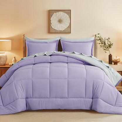 7pcs Comforter Set-Luxury Soft Fluffy Bedding With 1 Comforter, 1 Fitted Sheet, 1 Flat Sheet, And 4 Pillowcases & Pillow Cover-All Season Quilte Set Queen, Hypoallergenic, Breathable, Easy Care, Valentine'S Day Bed In A Bag, Gifts For Her