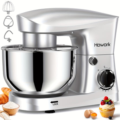 HOWORK Stand Mixer 10-Speed 5QT Electric Kitchen Mixer With Dishwasher-Safe Dough Hooks, Flat Beaters, Wire Whip & Pouring Shield Attachments For Most Home Cooks