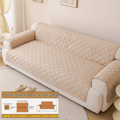 Soundwave Embossed Sofa Cover 3pcs with Armrests - Pet Friendly Anti-Slip Durable Couch Slipcover Set for Loveseat 3 4 Seater Sofa Protection Decoration, 5 Colors