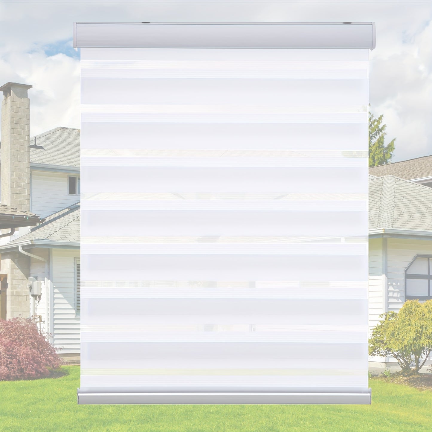 Cordless Zebra Crossing Window Blinds, Free Stop Curtains, Double-layer Control of Light Transmittance During the Day and Night, Suitable for Home and Office, Easy to Install