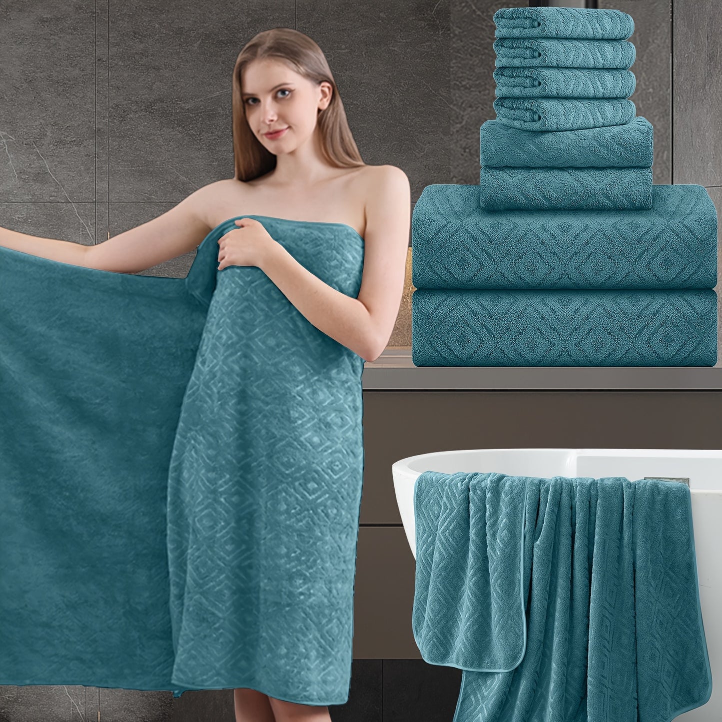 8pcs Extra Large Bath Towel, Ultra-Soft Thick Bath Towel Highly Absorbent Quick Dry Towel 700GSM Includes 2 Oversized Bath Towels & 2 Hand Towels & 4 Towels for Bathroom Hotels Gym, Wash Cloths