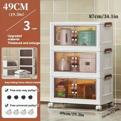 White Foldable Storage Cabinet with a Lid And Stackable Wheels, Measuring 19.29inch/29.53inch, Ideal for Clothes And Bedding. A Space-Saving Wardrobe Suitable for Snacks And, This Durable Organizer Is Perfect for Bedrooms And Game Rooms