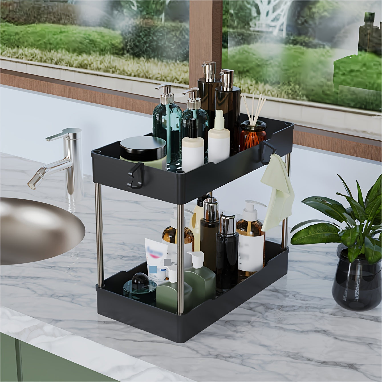 3pcs Under Bathroom Sink Organizers and Storage, Bathroom Counter Organizer, Bathroom Cosmetics Storage Rack, Bathroom Cosmetics Storage Rack, Suitable for kitchens and bathrooms, large, medium and small sizes
