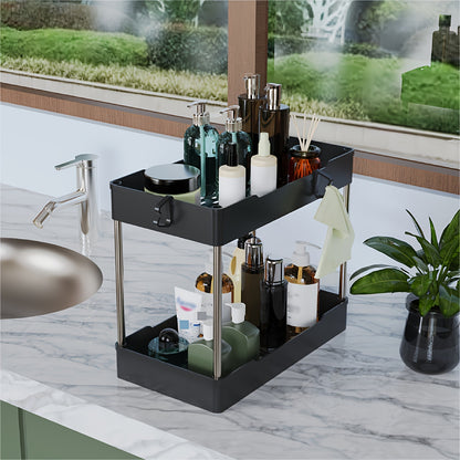 3pcs Under Bathroom Sink Organizers and Storage, Bathroom Counter Organizer, Bathroom Cosmetics Storage Rack, Bathroom Cosmetics Storage Rack, Suitable for kitchens and bathrooms, large, medium and small sizes
