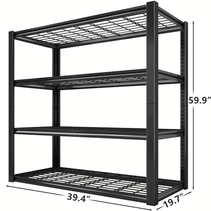 3000LBS Heavy-Duty Adjustable 5-Tier Metal Shelving Unit Suitable for Garage, Workshop, & Commercial Use - Carbon Storage Rack with Adjustable Shelves, System, Assembly, Wide Span (Black) for Utility Shelves, Utility Shelves