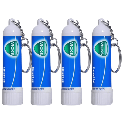 Nasal Inhaler Aromatherapy Stick with Keychain – 0.5ml Portable Mint Scent Aromatic Inhaler for Travel, Office & Everyday Carry – Refreshing Personal Care Stick, 4-Count or 24-Count Pack