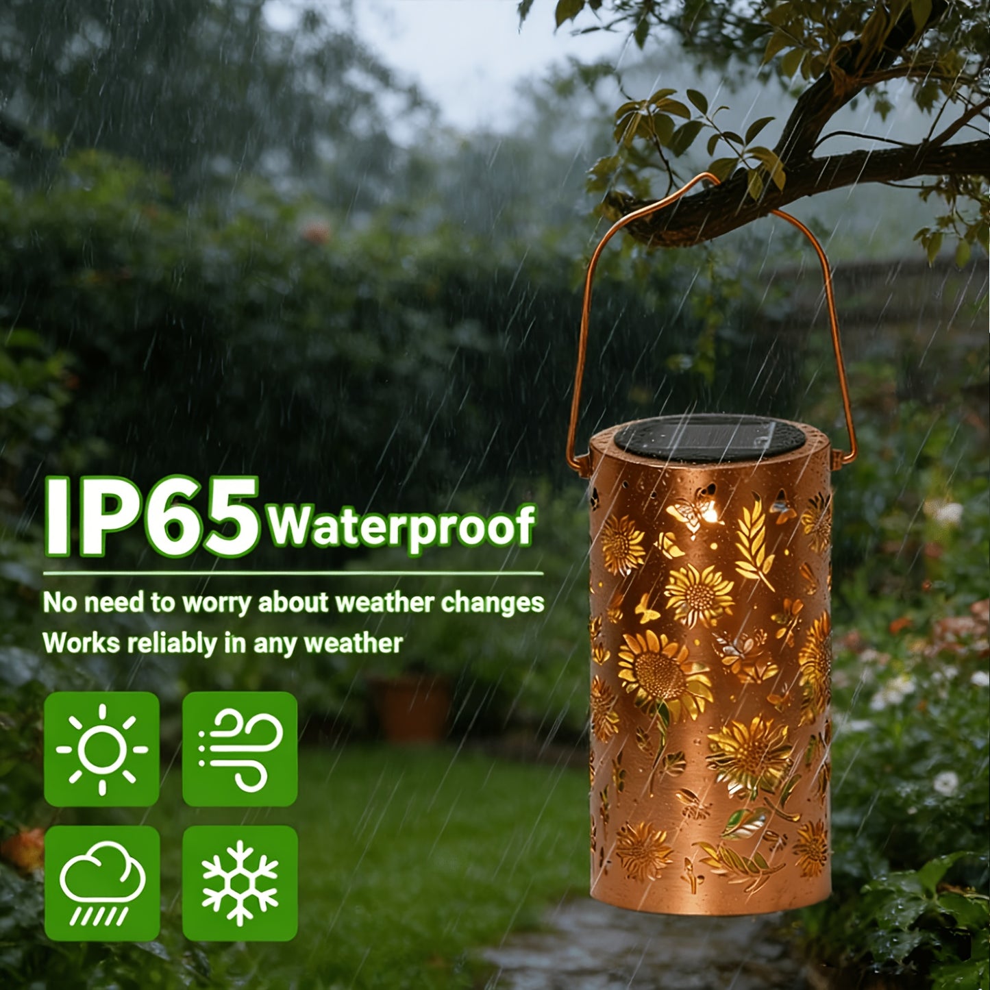 1pc Solar Sunflower Lantern, IP65 Waterproof Iron Garden Decoration, Painted Butterfly Lantern, Spotlight, Lawn Ambient Lighting Decoration, for Female Mothers And Grandmothers. Suitable for Garden Patio, Patio, Backyard, Porch Decor