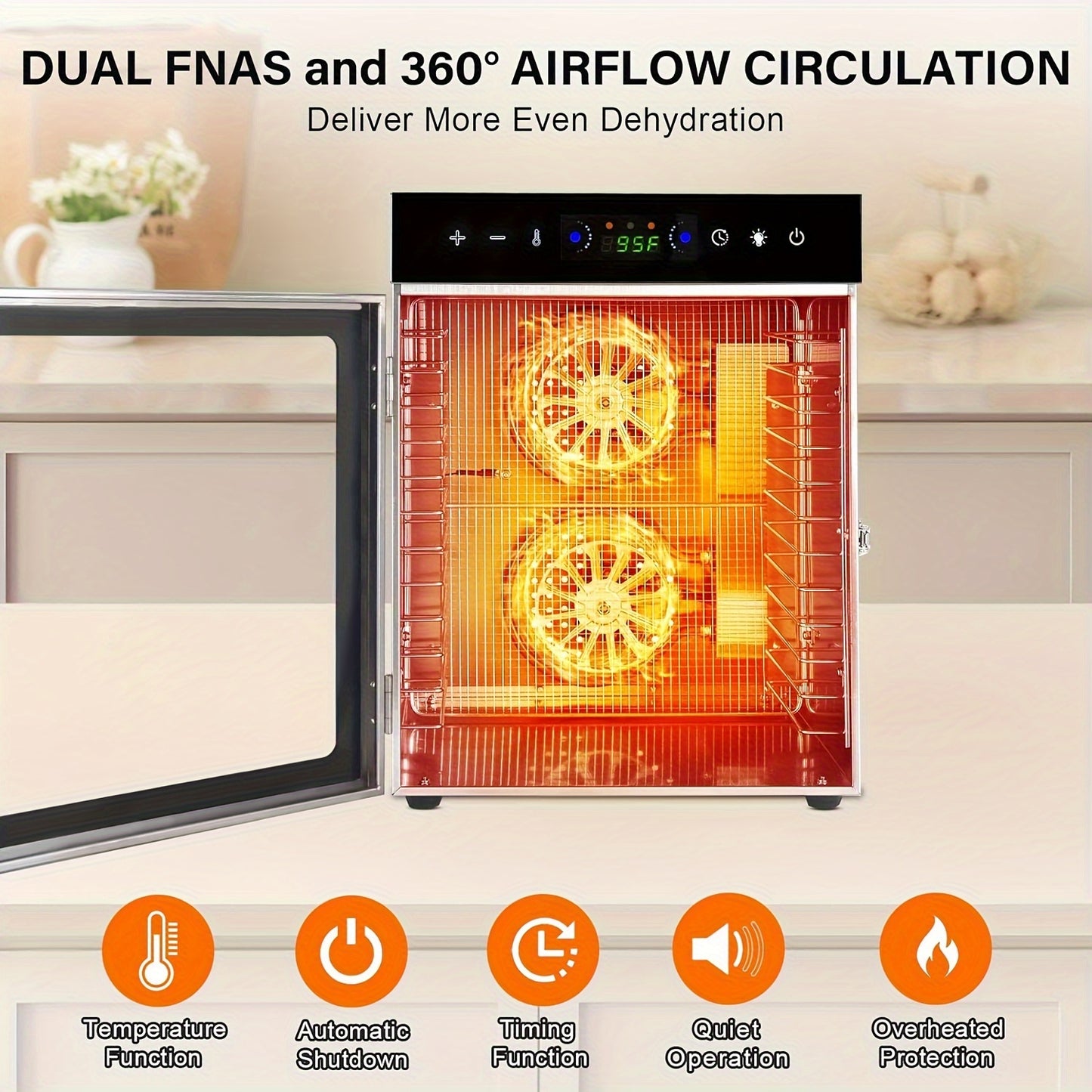 Food Dehydrator, 12 Stainless Steel Trays Dehydrators for Food And Jerky, Herbs, Fruit, Dehydrator Machine with Digital Timer And Temperature Control, Overheat Protection, Recipe Book Included
