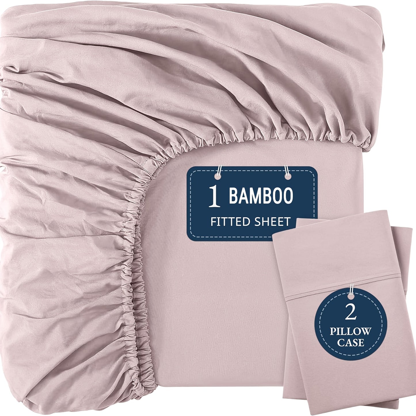 Bamboo Sheets Sets, Cooling, Breathable, Soft, Deep Pocket, Queen Size Extra Thick 3pcs Set (1 Fitted Sheet, 2 Pillowcases), Bottom Sheet, Fits Mattress Up To 15" Deep - Sepia Rose