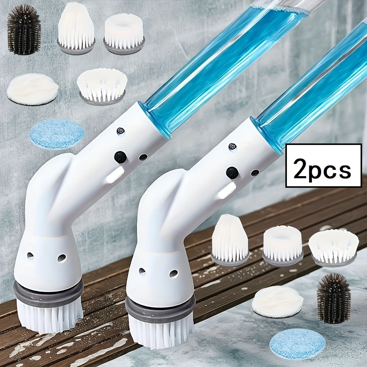 1pc/2pcs Electric Spin Scrubber - Cordless Rechargeable & Adjustable with 6 Brushes - All-Purpose Cleaning Powerhouse for Bathroom Kitchen Tile Shower & Car - High-Performance -Time-Saving Solution