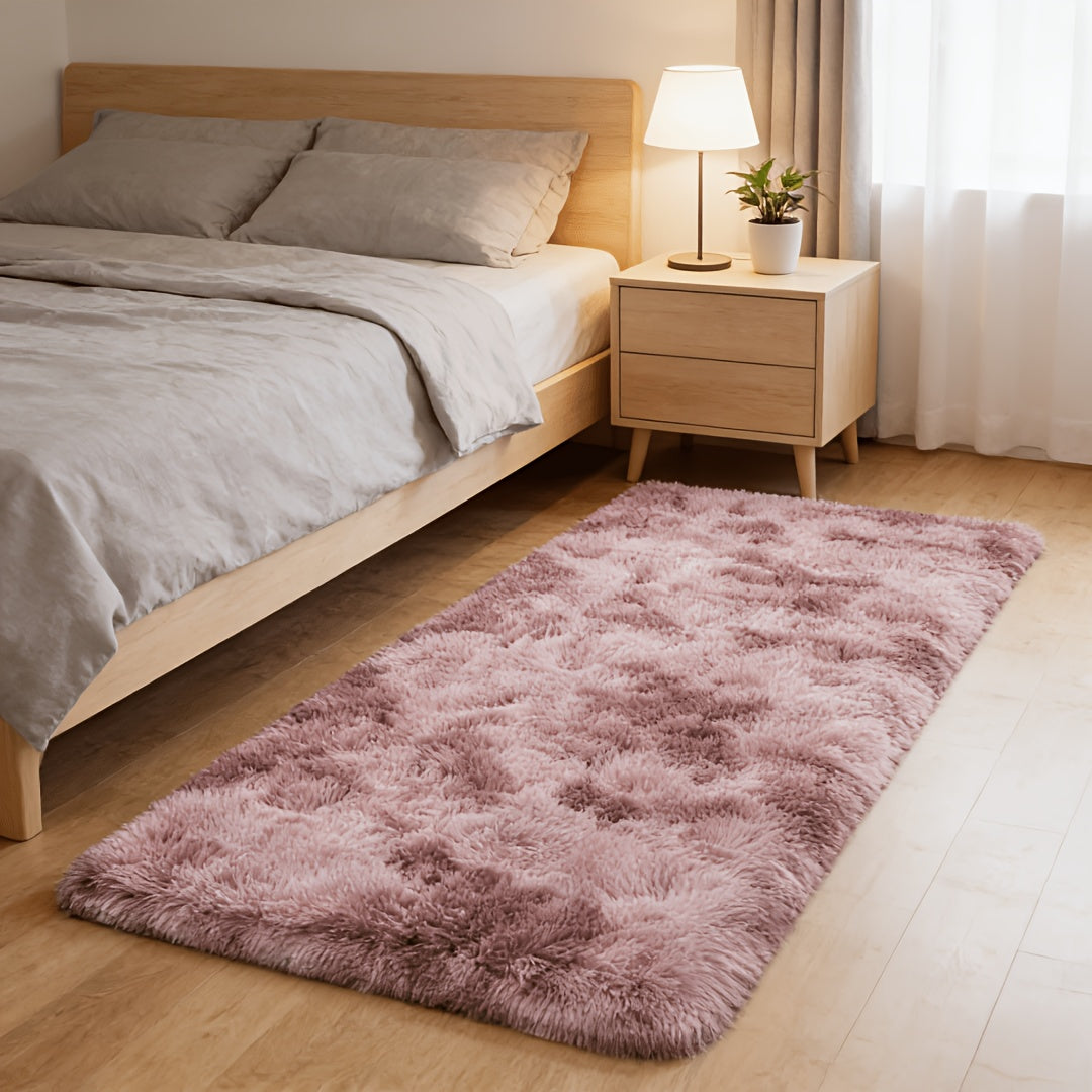 Fluffy Area Rug Tie-Dye Soft Carpet for Living Room Bedroom Office Thickened 1000g/㎡ Machine-Woven Indoor Mat Multi-Color Multi-Size Dark Gray Light Grey Khaki Pink Black White Purple