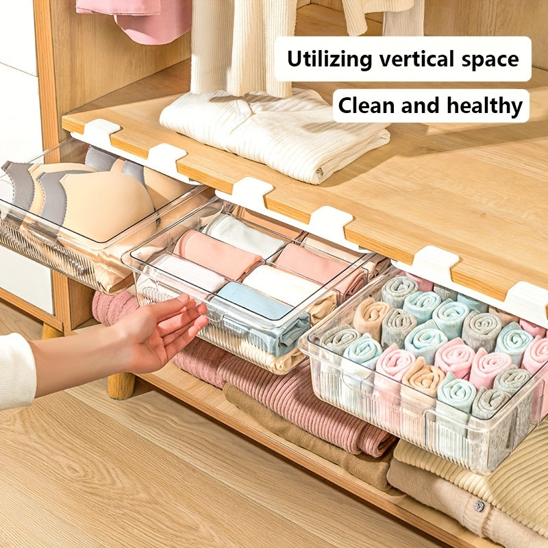 Space-saving 15-layer Underwear and Socks Hanging Storage Box - Durable Waterproof Plastic, Wall-mounted Storage Solution with Transparent Closet Shelf Partitions, Ideal for Home and Business Use, Clothing Storage Box Storage