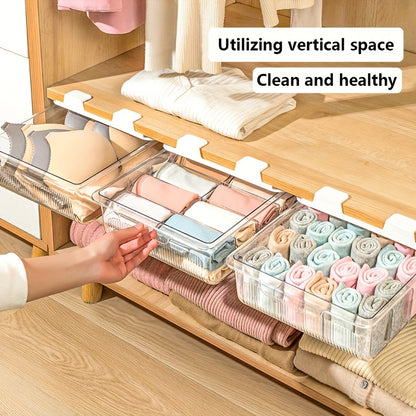 Space-saving 15-layer Underwear and Socks Hanging Storage Box - Durable Waterproof Plastic, Wall-mounted Storage Solution with Transparent Closet Shelf Partitions, Ideal for Home and Business Use, Clothing Storage Box Storage