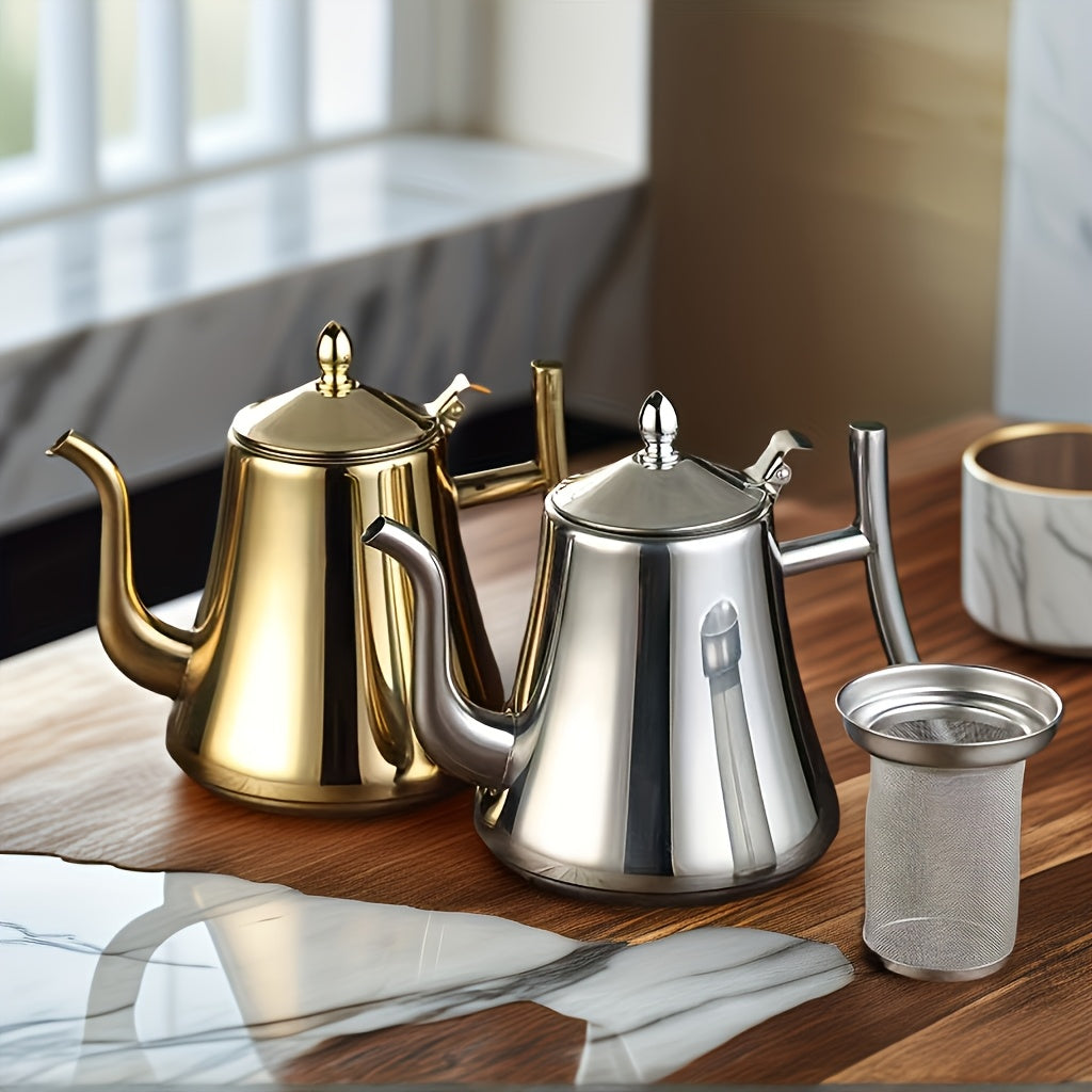 Thickened Stainless Steel Kettle with Filter, Tea Pot, Coffee Pot, Cold Water Pitcher, for Home, Hotel & Restaurant, Induction Cooker Compatible