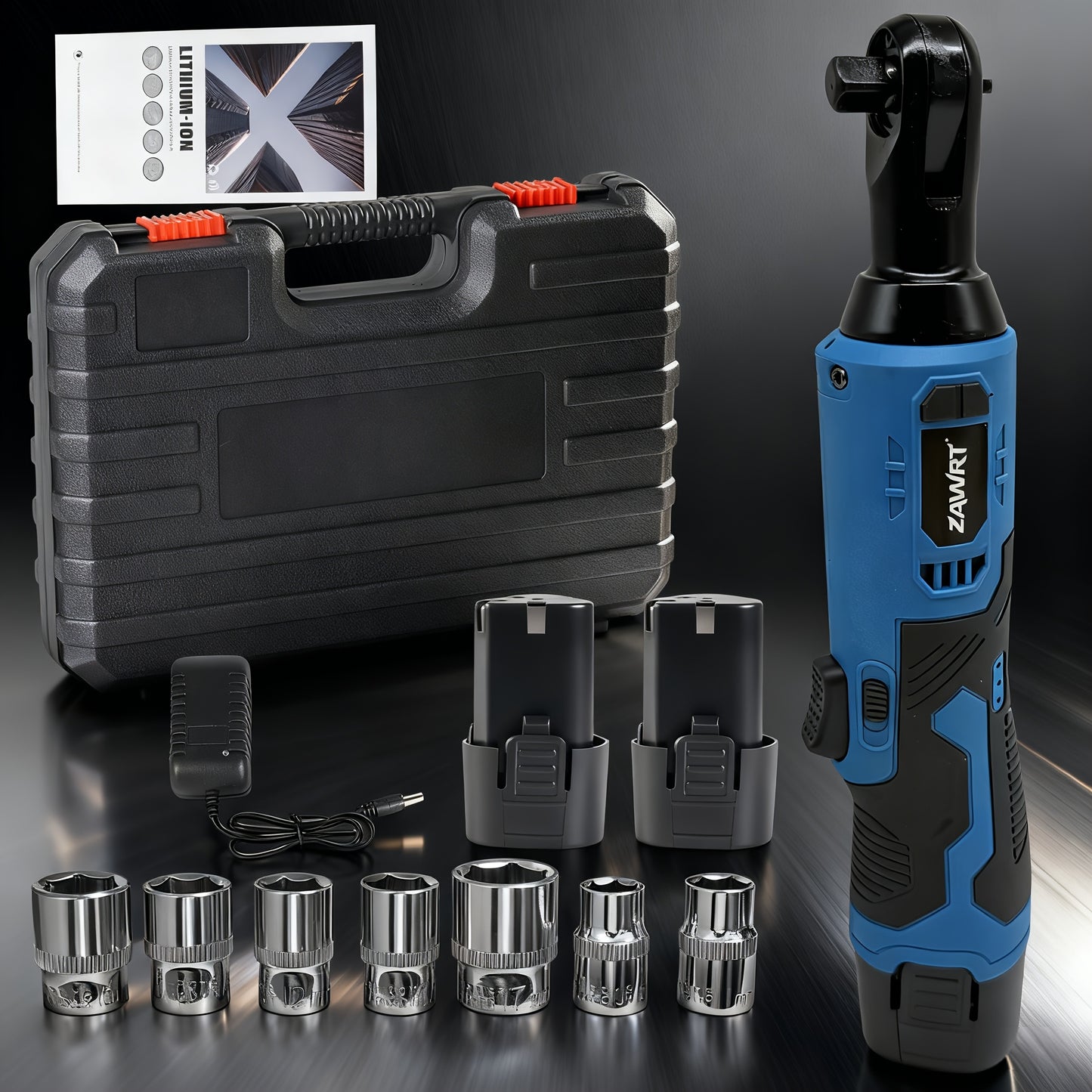 12V Cordless Electric Ratchet Wrench Set, 45Nm High Torque 3/8" Ratchet, Rechargeable High Torque Automotive Repair Angle Frame Installation Tool, Home Improvement Tool, Best Gift for the Family
