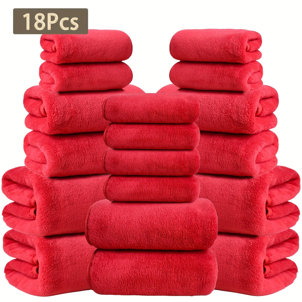 18pcs Coral Velvet Towel Bath Towel Set, 4 Bath Towels, 4 Towels, 10 Square Towels, Suitable for Hotel, Home, Travel, Spa