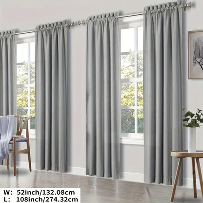YOULEYAR 4 Panel Modern Blackout Thermal Insulated Energy Saving Curtain Drapes - Blocking Thermal, Solid Color Panels Suitable for Bedroom, Living Room, - Rod Pocket, Year-Round Use