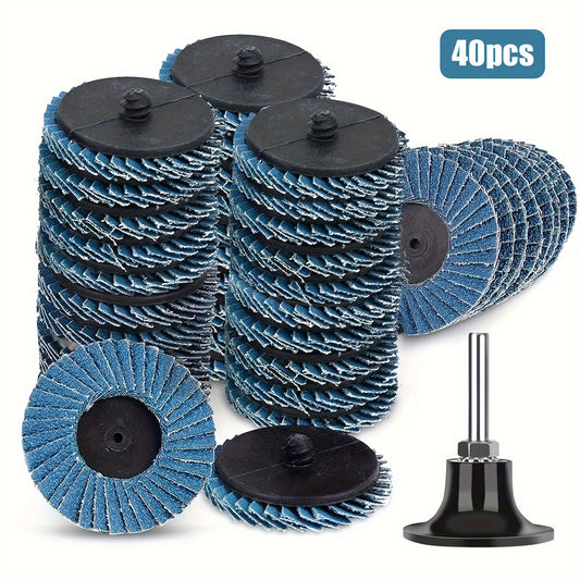 40pcs Quick Change Sanding Discs, for Metal, Wood Rust Paint Removal, Polishing & Grinding, Compatible with Rotary Tool & Die Grinders, 2 Inch with 1/4 Shank Holder