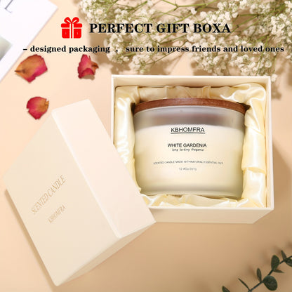 KBHOMFRA Scented Candle Jasmine Lavender Or Random Scent Aromatic & Fragrant | Natural Soy Blend Wax 12.4oz Large Capacity Luxury Gift Box Candle Scent Long-Lasting 70 Hour Burn Timor