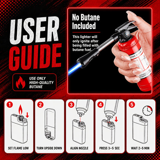 Fire Extinguisher Lighter Refillable Butane Windproof Novelty Lighter Multifunctional Hose Flamethrower Style Inflatable Lighter for Camping Outdoor Candles Birthday Holiday Gifts