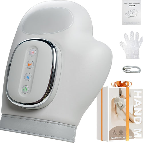 Hand Massager with Heat & Air Pressure – 3D Shiatsu Kneading 6 Modes Rechargeable Portable Hand Massager for Arthritis Pain Relief, Ideal for Office Workers Seniors & Gamers, Finger & Palm Massager