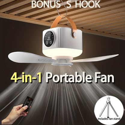 Portable Tent Fan With Triangular Stand & Remote Control, USB Powered, Hanging Hook For Canopy Tent, Aromatherapy Function, Emergency Survival Fan