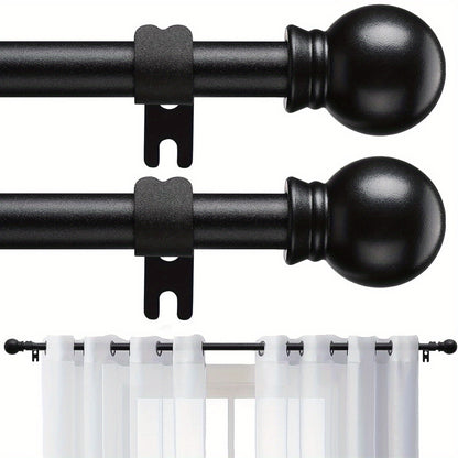 2 Pack Curtain Rods for Windows 28 to 95 Inch, 5/8 Inch Extra Long Matte Black Curtain Rod for Bathroom, Living Room, Kitchen
