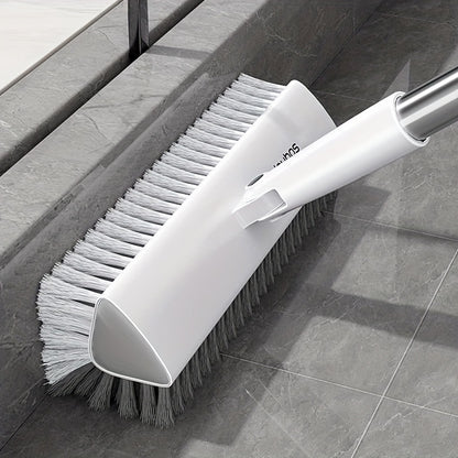 Joybos 52. 4" Heavy-Duty Double-Sided Floor Scrub Brush with V-Shaped Triangle Head - Stiff Bristles for Deep Cleaning Corners, Gaps, Patio, Bathroom, Kitchen & Tile Surfaces, Ergonomic Handle for Easy Storage