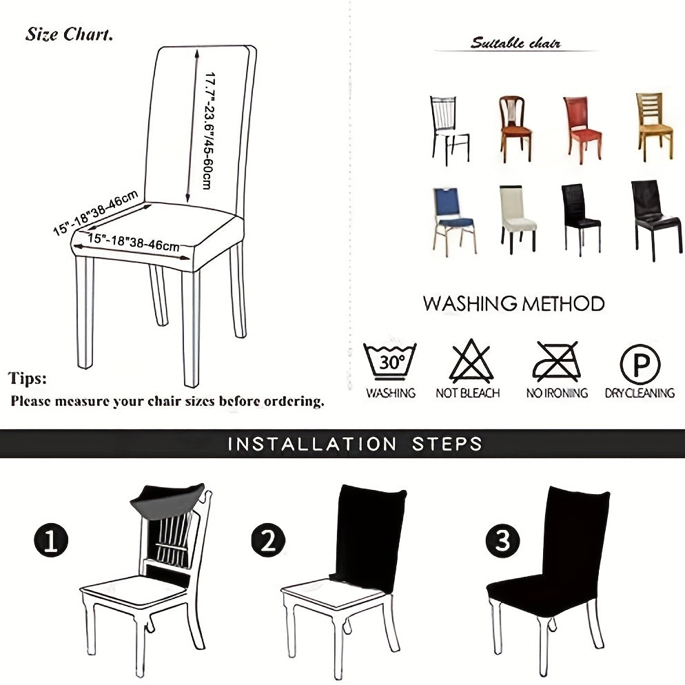 4/6pcs/set 100% Waterproof PU Leather Dining Chair Slipcover Solid Waterproof And Oilproof Stretch Dining Chair Protector Cover, Universal Chair Covers for Dining Room Kitchen Hotel Home Decor