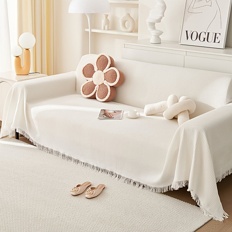 Tassel Sofa Throw Cover, Scratch-Resistant Sofa Cover, Multifunctional Breathable Sofa Slipcovers, Easy And Fashionable Couch Covers, Settee Cover for All Seasons