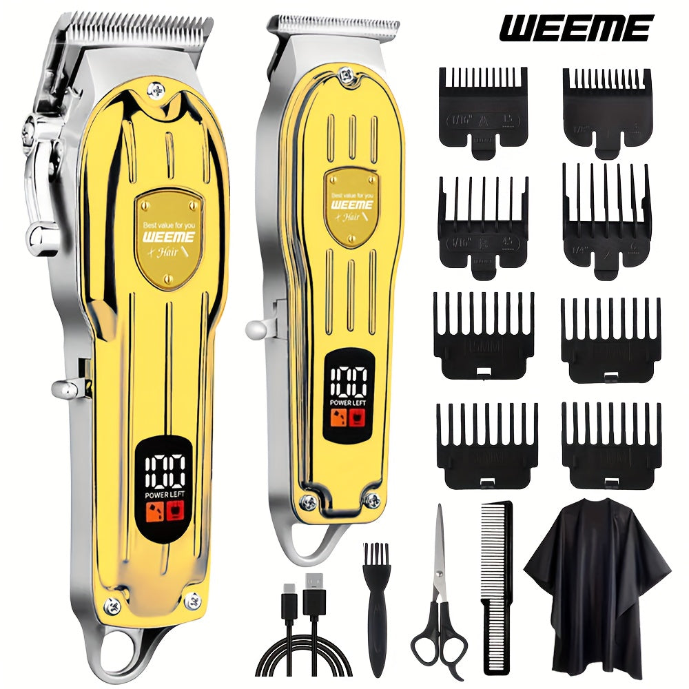[Father's Day Gift] WEEME 2pcs Electric Hair Cutting And Beauty Combination Men's Professional Hair Clipper Cordless Hair Clipper Rechargeable Trimmer Men's Beard Trimmer Hair Clipper And Hair Clipper Kit.Father's Day Gift For Men