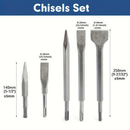 17PCS SDS Plus Hammer Drill Bits and Chisel Set Carbide-Tipped Masonry Drill Bits for Concrete Stone Brick with Portable Storage Case Professional Rotary Hammer Bit Kit
