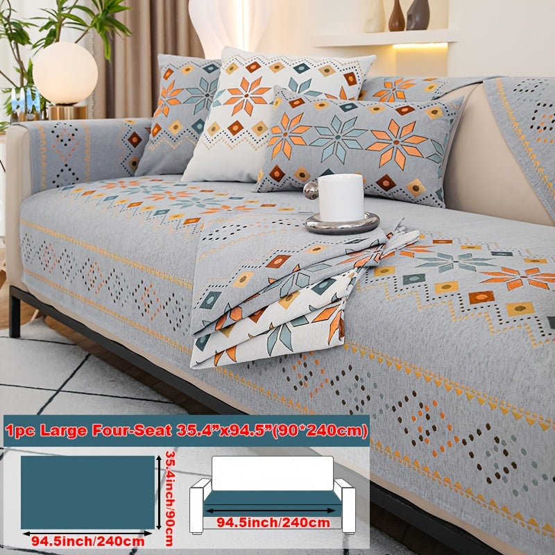 1pc of Bohemian-Style Sofa Mat Suitable for Any Season, Featuring a Easy And Modern Design, Pet-Friendly Materials, And Resistance to Slipping And Scratching, Serving As a Protective Cover for Home Decor