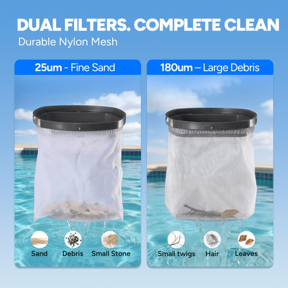 Upgraded Cordless Pool Vacuum, Telescopic Pole, 15.8 GPM Powerful Suction, 60 Min Runtime, Handheld Rechargeable Pool Cleaner, Ideal for Above Ground And Inground Pools, Swimming Pool, Pool Cleaning, Ideal for Leaves, Debris