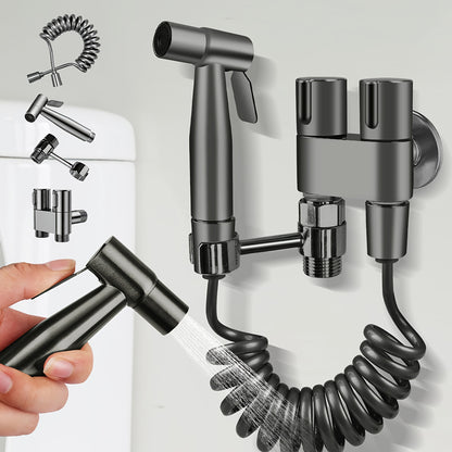 6Pcs Wall Mounted Bidet Sprayer Kit, Handheld Pressure Toilet Sprayer with Hose & Holder, Self-Cleaning Personal Hygiene Sprayer for Bathroom, Pet Shower & Toilet Cleaning